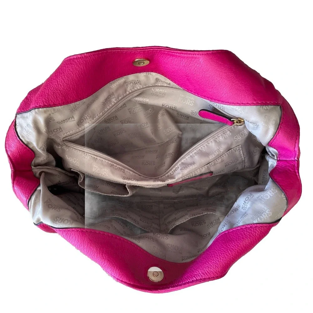Michael Kors Austin Hot Pink Pebbled Leather Large Shoulder Bag Hobo MSRP$348